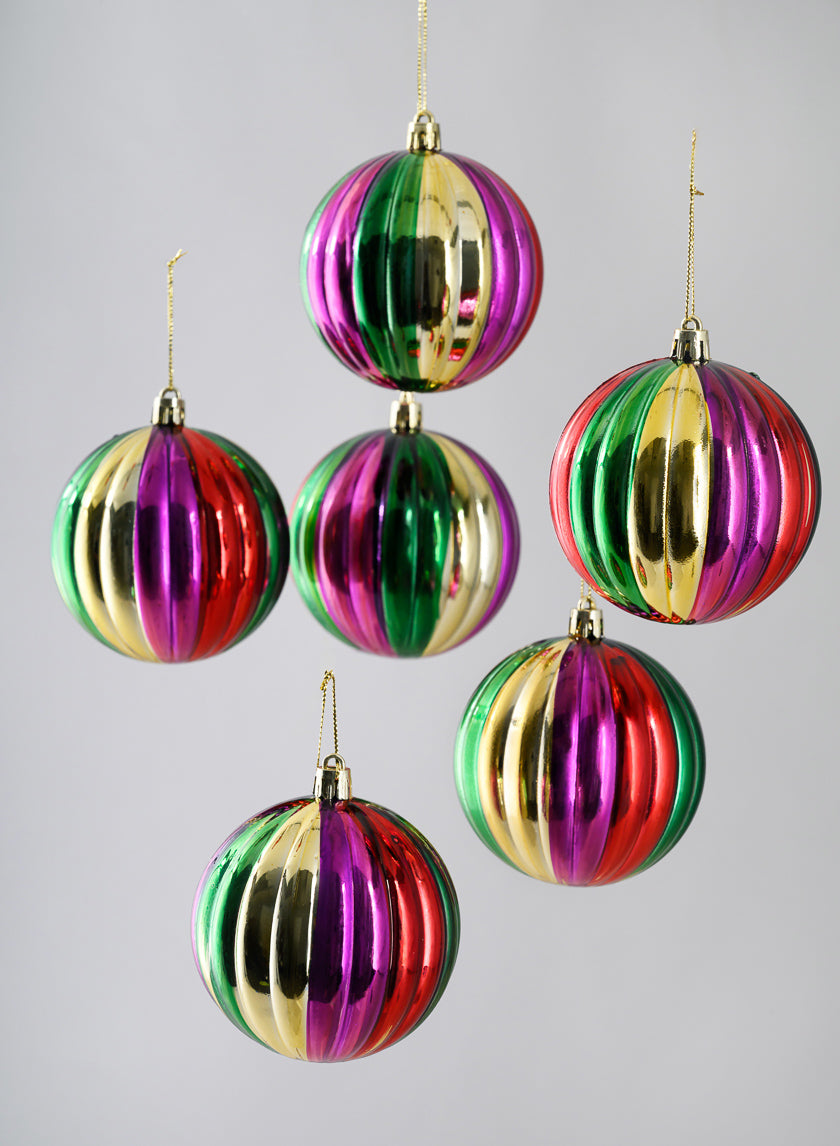 3in Round Colorful Hand-Painted Plastic Pumpkin Balls (80mm), Set of 6 Decor Jamaligarden