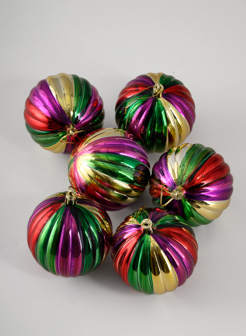 3in Round Colorful Hand-Painted Plastic Pumpkin Balls (80mm), Set of 6 Decor Jamaligarden
