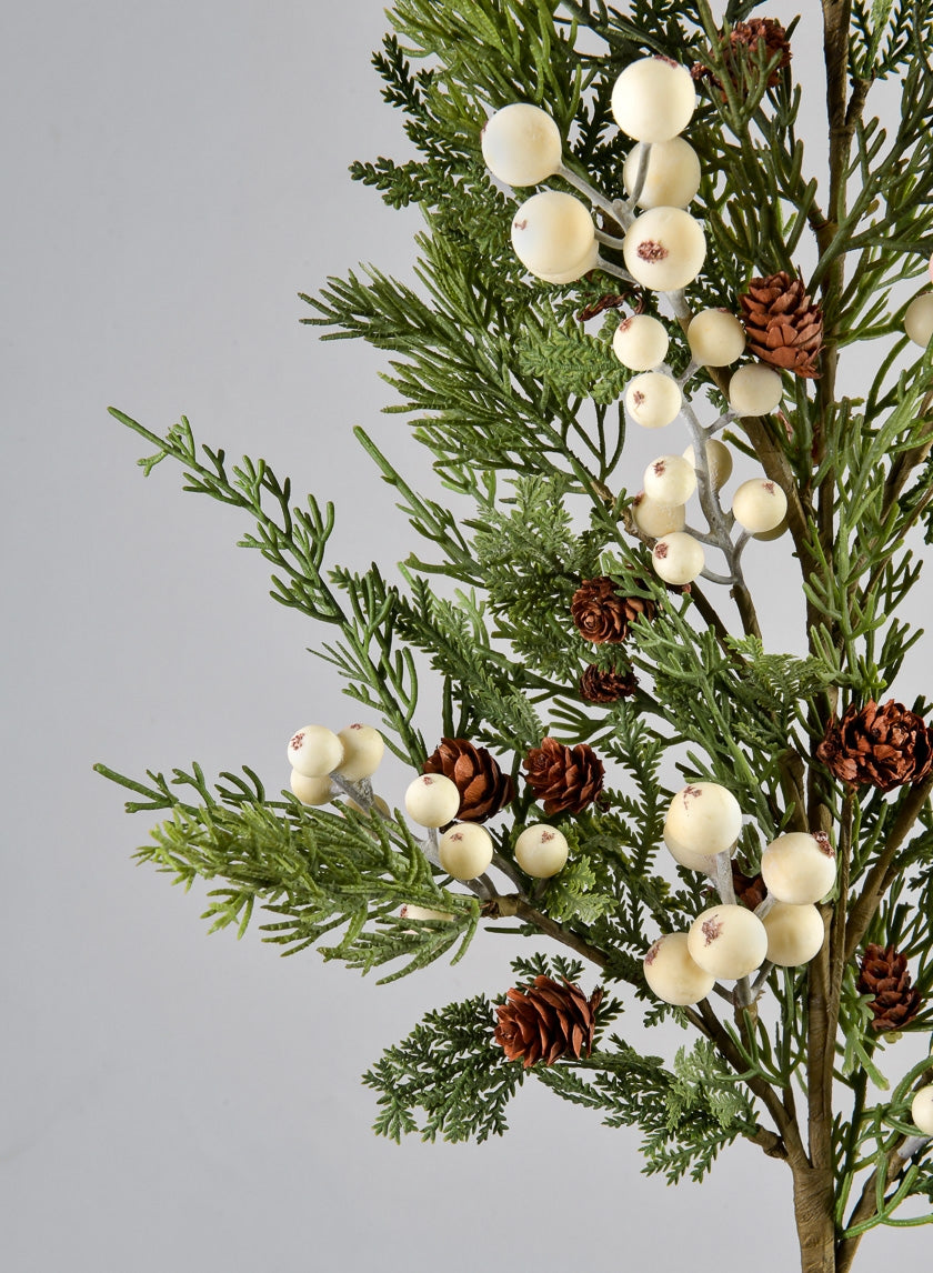 32in Long Real Touch Pine Pick With White Berries Decor Jamaligarden
