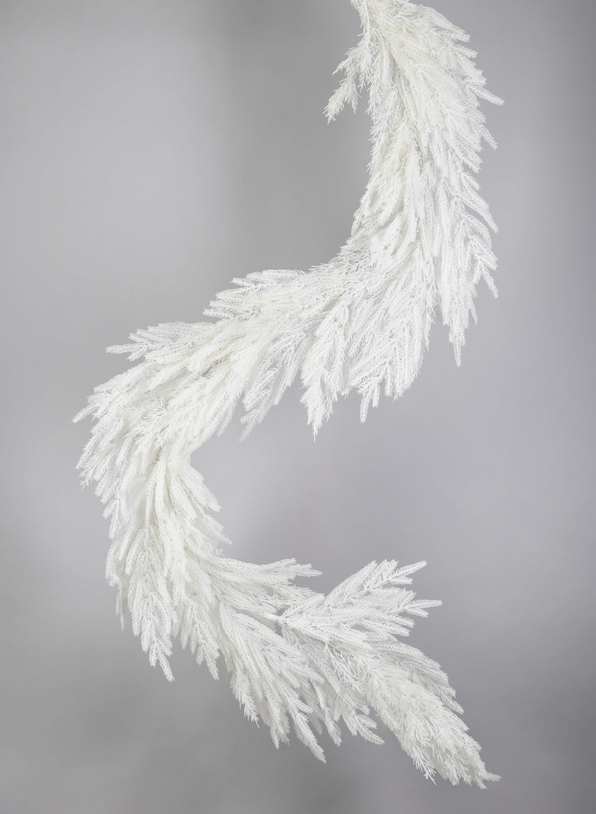6ft Long White Real Touch Cypress Pine Garland Decor Jamaligarden