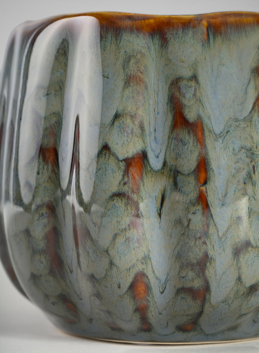 4.5in Tall Grey Glazed Leif Ceramic Cachepot Decor Jamaligarden