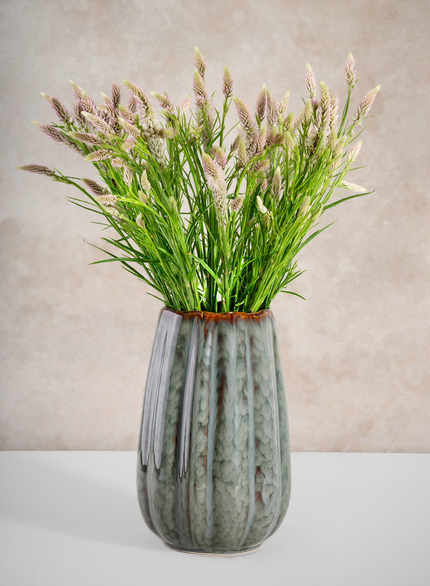 11in Tall Grey Glazed Leif Ceramic Vase Decor Jamaligarden