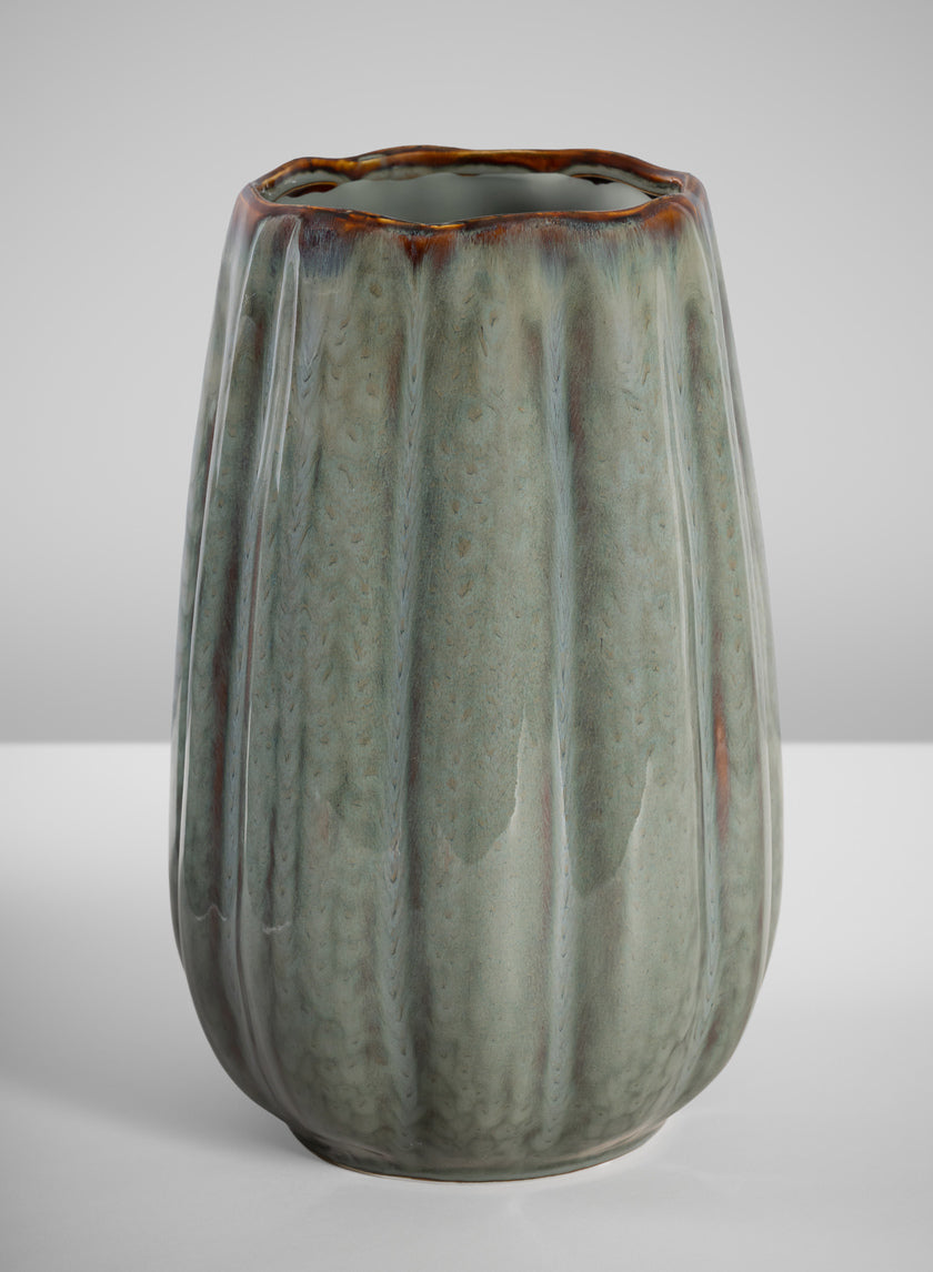 11in Tall Grey Glazed Leif Ceramic Vase Decor Jamaligarden