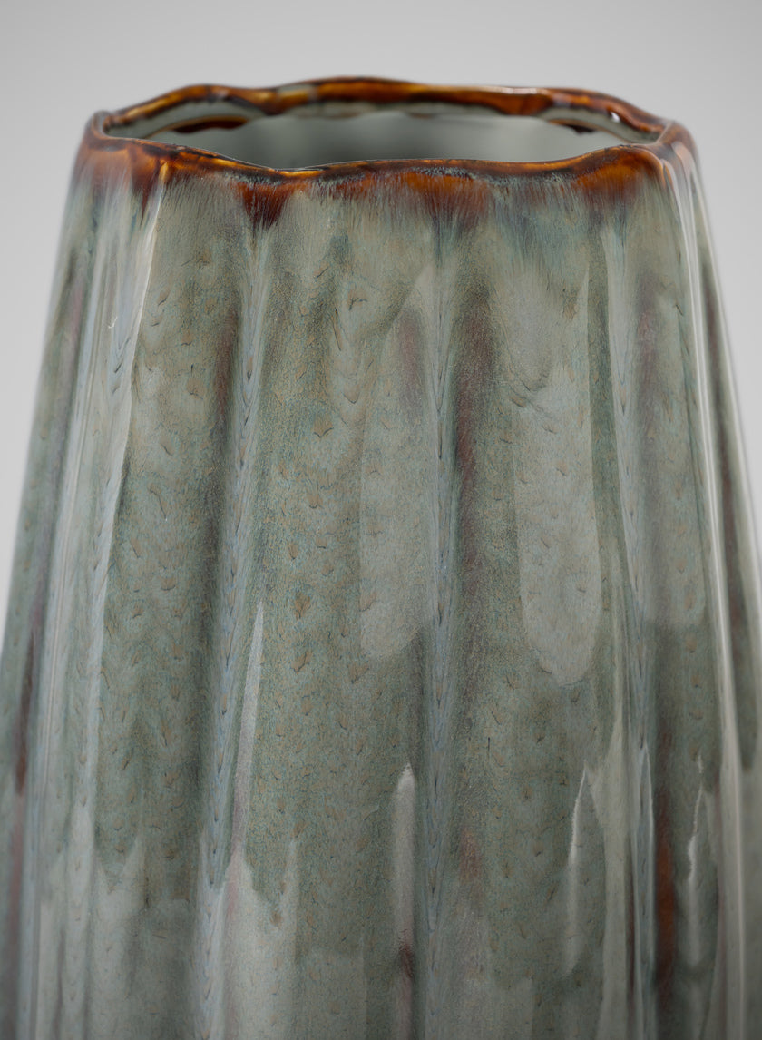 11in Tall Grey Glazed Leif Ceramic Vase Decor Jamaligarden