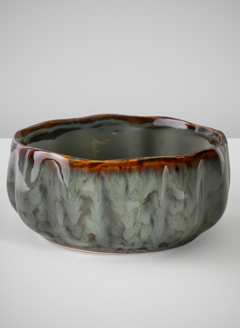 6.5in Wide Grey Glazed Leif Ceramic Bowl Decor Jamaligarden