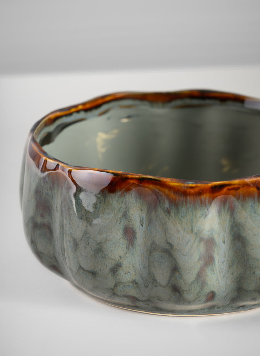 6.5in Wide Grey Glazed Leif Ceramic Bowl Decor Jamaligarden