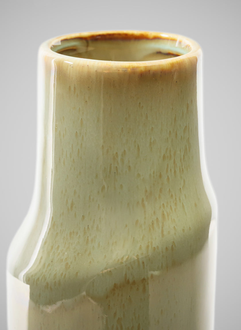 8in Tall Green Glaze Annika Ceramic Cylinder Decor Jamaligarden