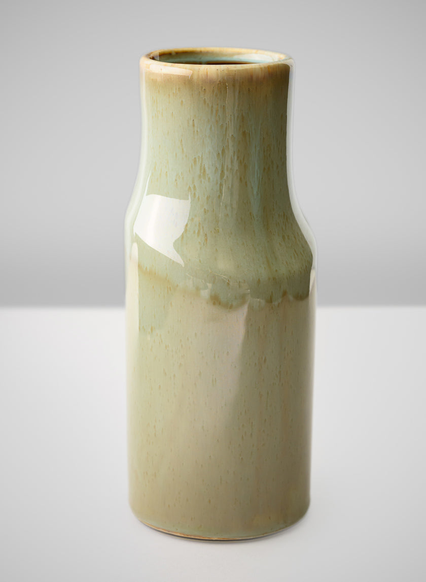 8in Tall Green Glaze Annika Ceramic Cylinder Decor Jamaligarden