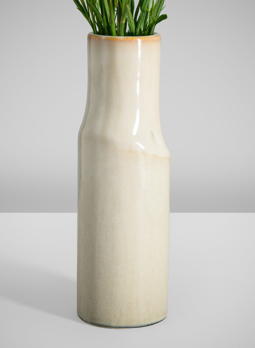 11in Tall Annika Cream Ceramic Cylinder Decor Jamaligarden