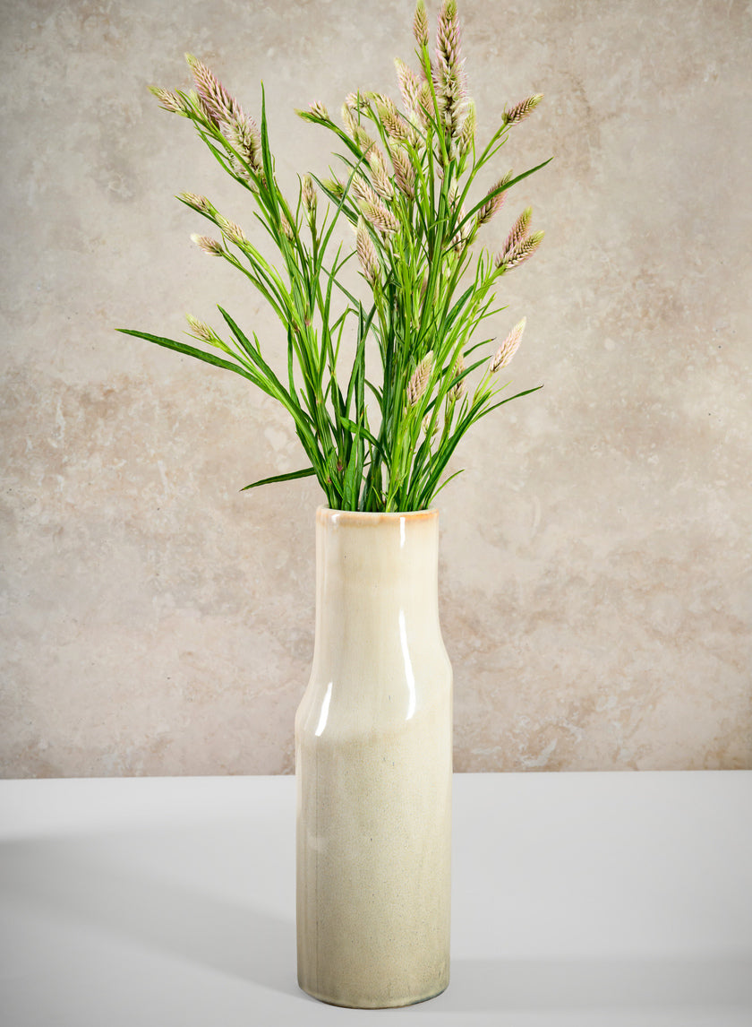 11in Tall Annika Cream Ceramic Cylinder Decor Jamaligarden