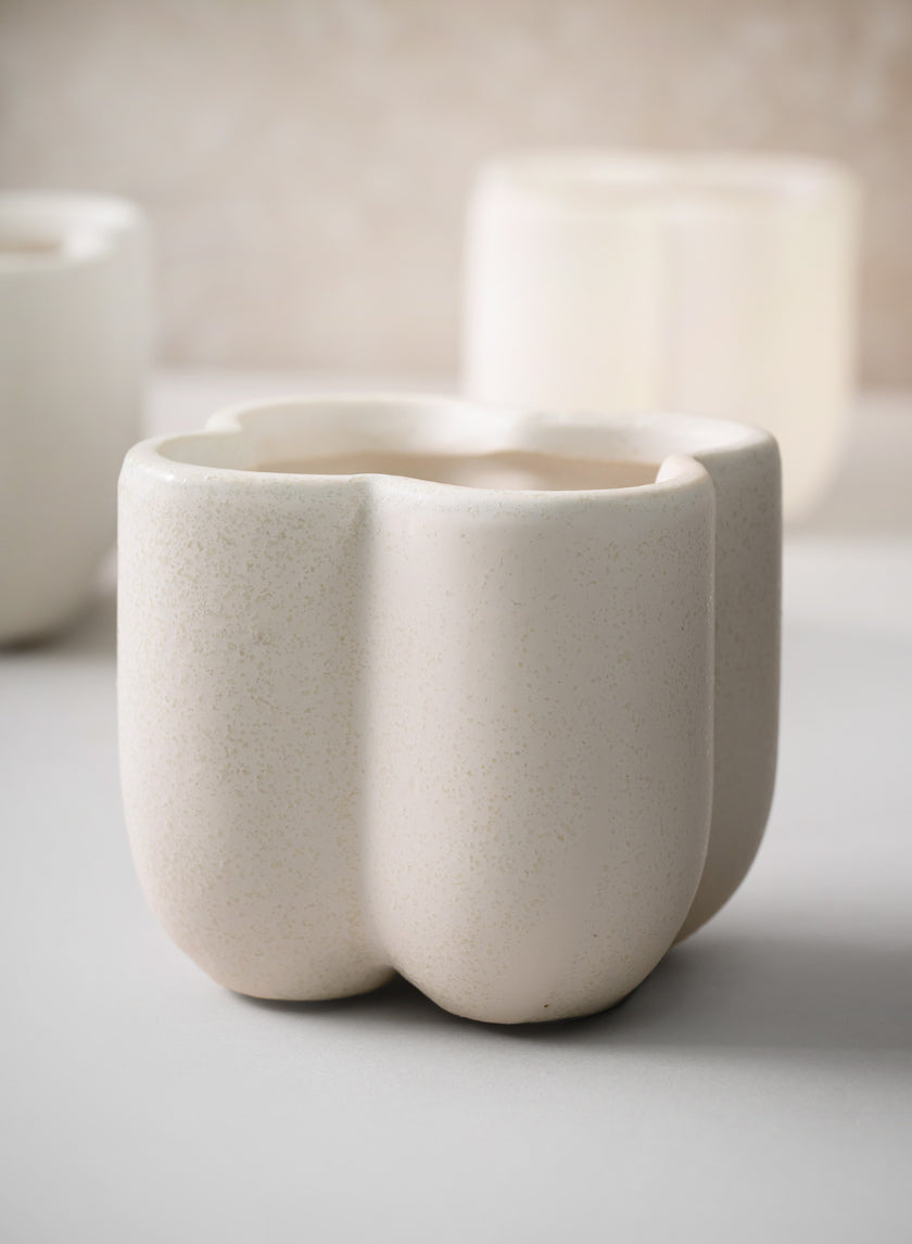 3.25in Tall Sand White Freya Ceramic Cachepot, Set of 4 Decor Jamaligarden