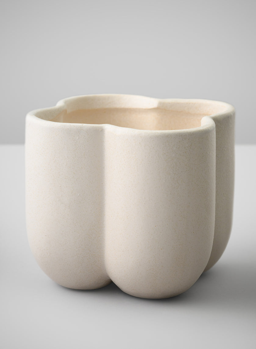5in Tall Sand White Freya Ceramic Cachepot Decor Jamaligarden