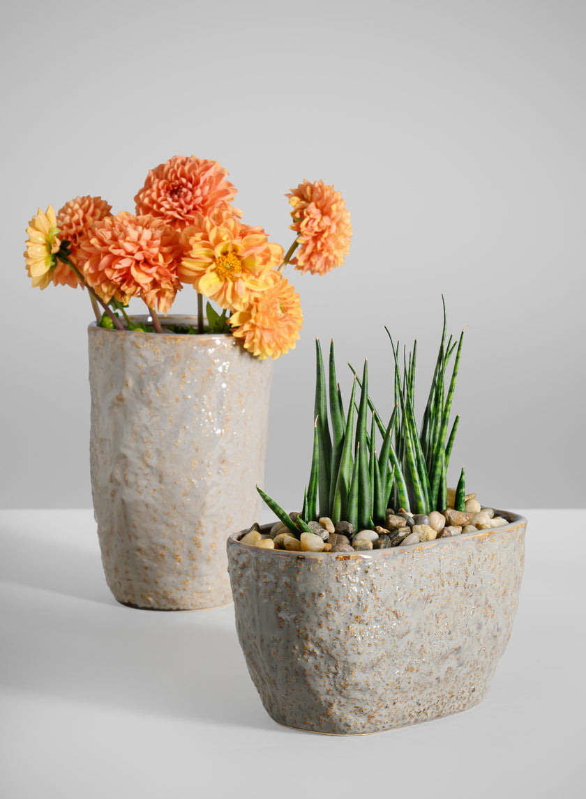 8in Tall Bursa Taupe Ceramic Vase Decor Jamaligarden
