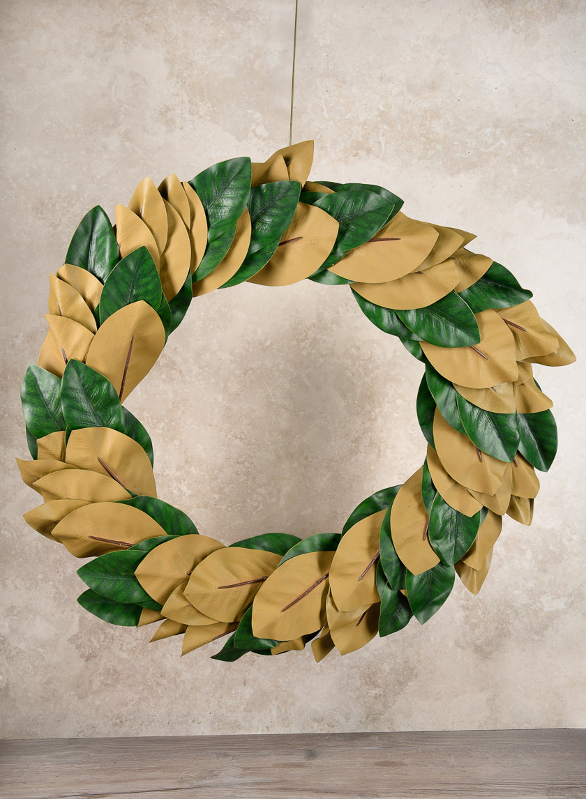 25in Wide Magnolia Leaf Wreath Decor Jamaligarden