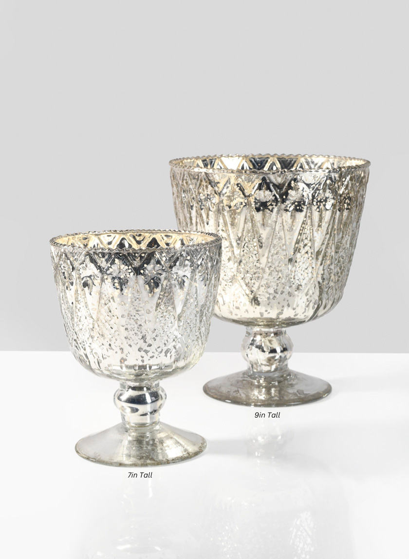 Patterned Silver Mercury Glass Coupes Decor Jamaligarden