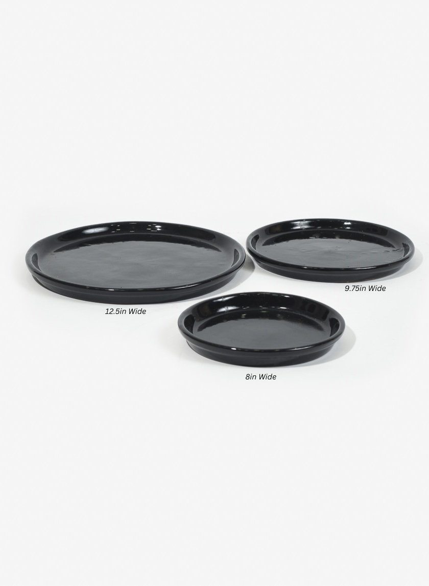 Black Glazed Ceramic Saucers Decor Jamaligarden