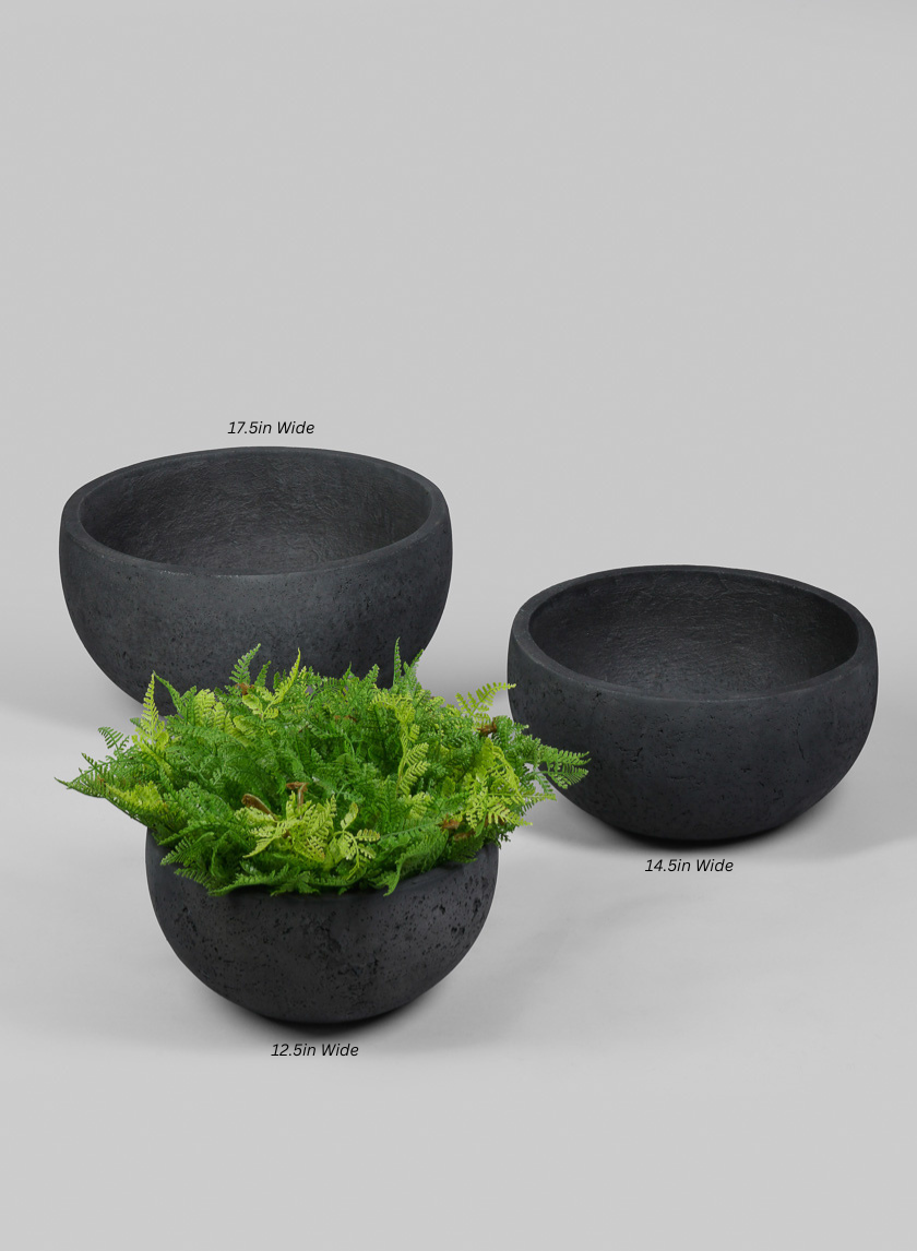 Yerevan Black Cement Stone Bowl Planter Decor Jamaligarden