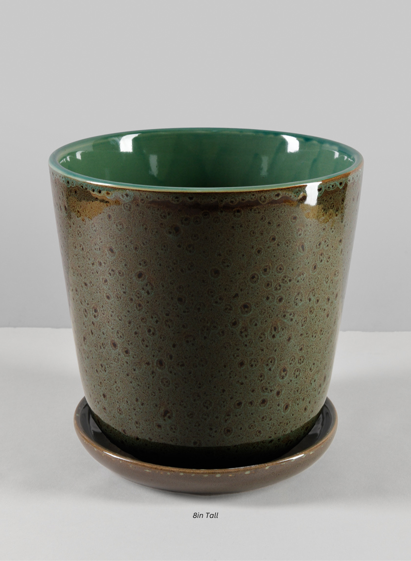 Cobra Black Dotted Green Pot Decor Jamaligarden 8in Tall EACH