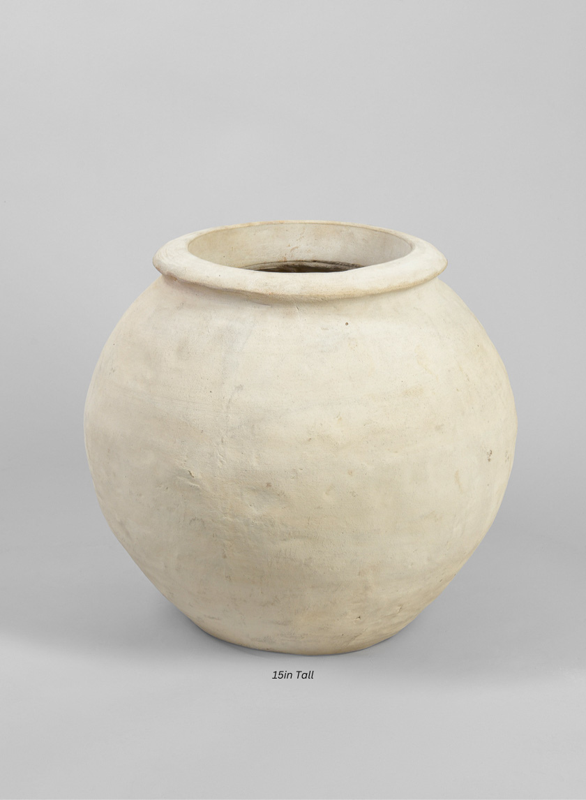 Petra Aged White Wash Fishbowl Planter Decor Jamaligarden 15in Tall EACH