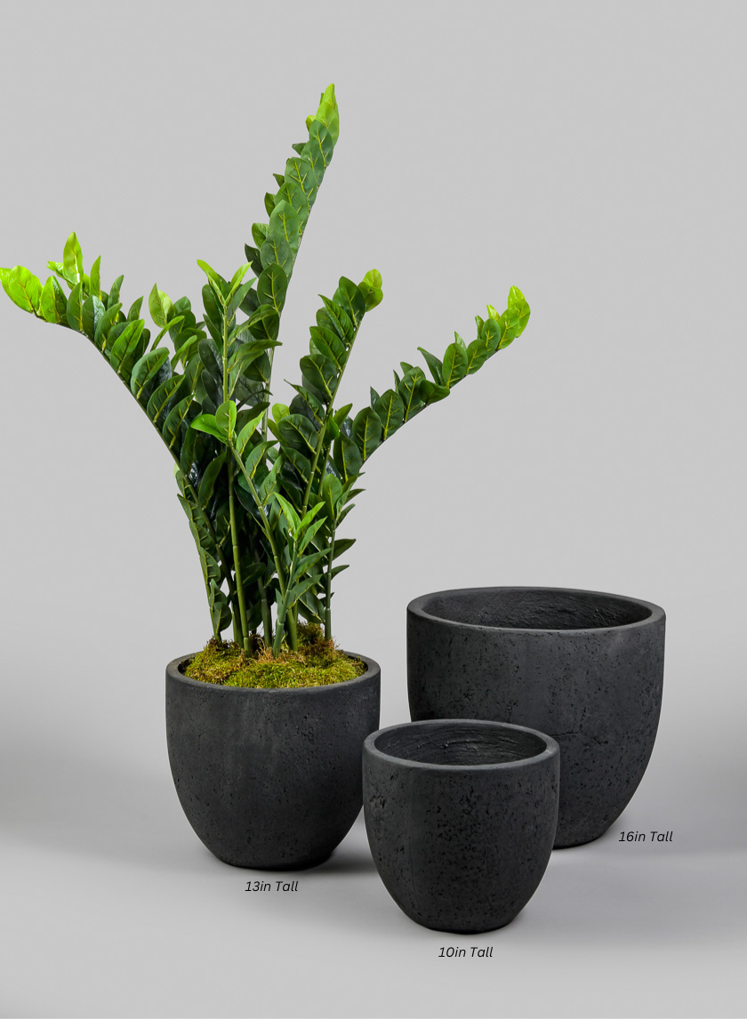 Yerevan Black Cement Stone Egg Pot Decor Jamaligarden