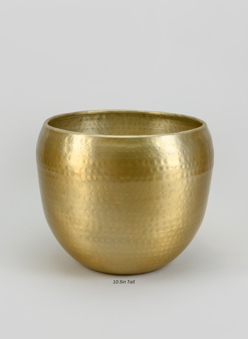 Madurai Brass Look Aluminum Indoor Garden Pot Decor Jamaligarden 10.5in Tall EACH