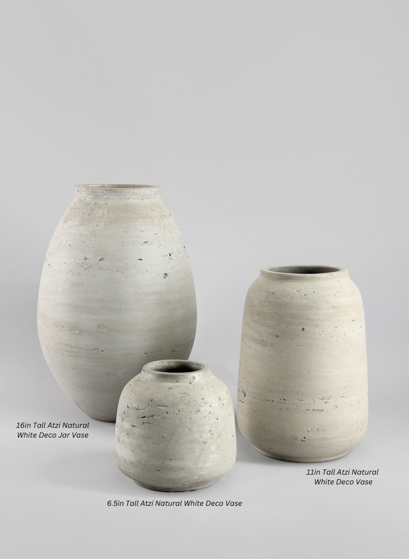 11in Tall Atzi Natural White Deco Vase Decor Jamaligarden