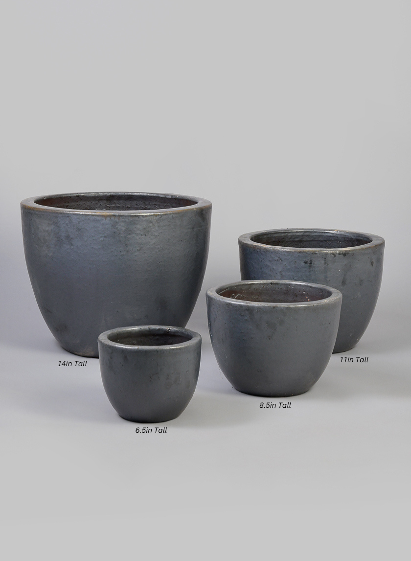 Belize Egg Clay &amp; Ceramic Planter, Matte Black Decor Jamaligarden