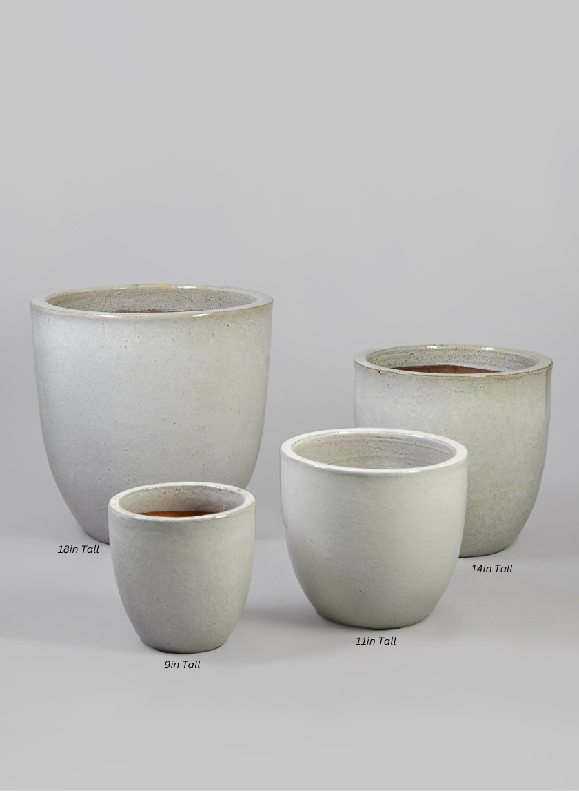 Belize Egg Clay &amp; Ceramic Planter, Cloud White Decor Jamaligarden