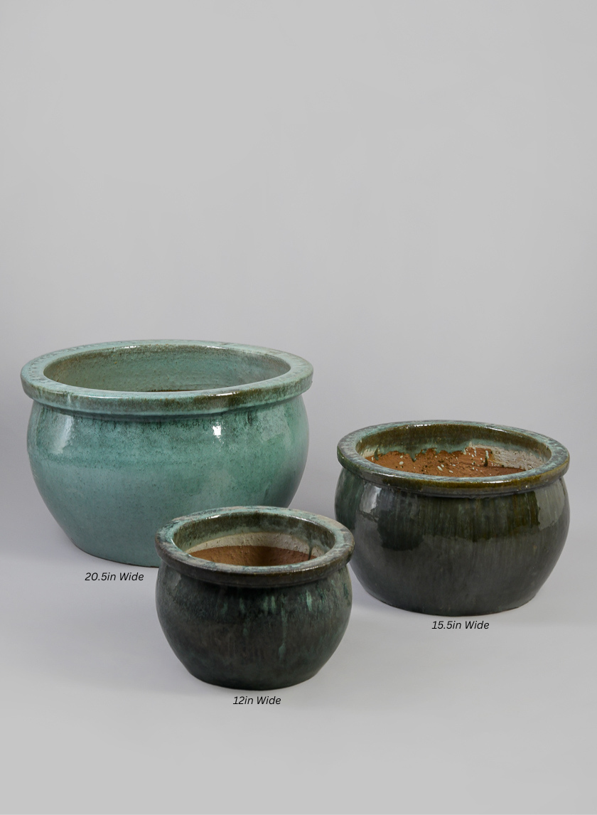 Low Bowl Clay &amp; Ceramic Planter, Bali Jade Decor Jamaligarden