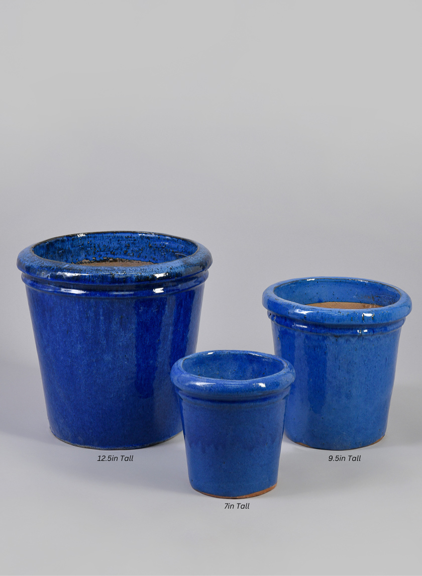 Rolled Rim Clay &amp; Ceramic Planter, Santorini Blue Decor Jamaligarden