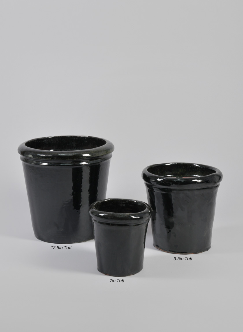 Rolled Rim Clay &amp; Ceramic Planter, Mesquite Black Decor Jamaligarden