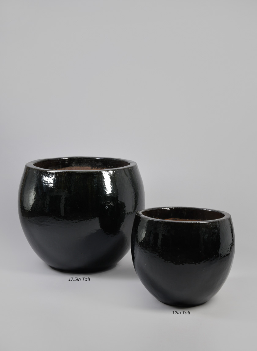 Grand Bowl Clay &amp; Ceramic Planter, Mesquite Black Decor Jamaligarden