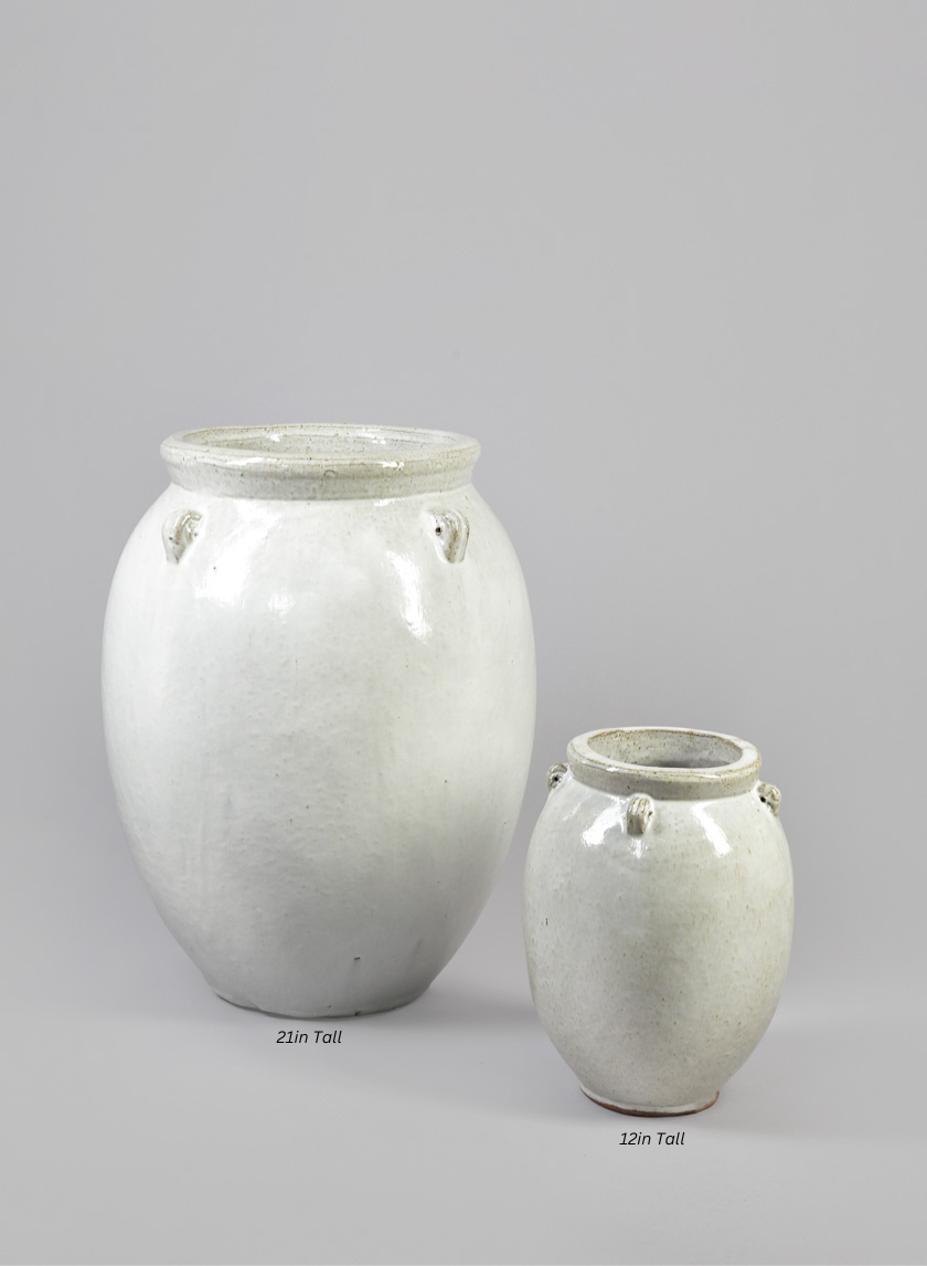 Jakarta Clay &amp; Ceramic Urn Planters, Cloud White Decor Jamaligarden