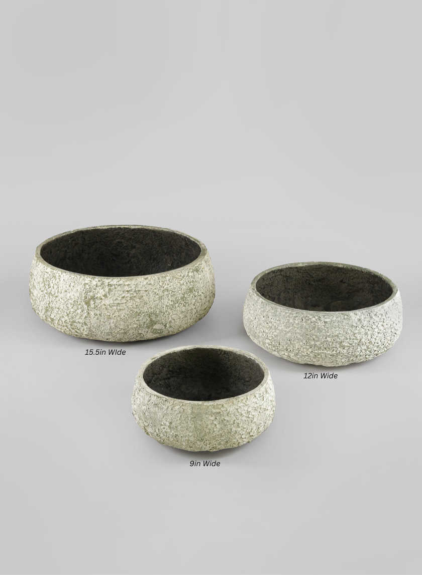 Mesquite Chalk Stone Moss Green Low Bowl Decor Jamaligarden