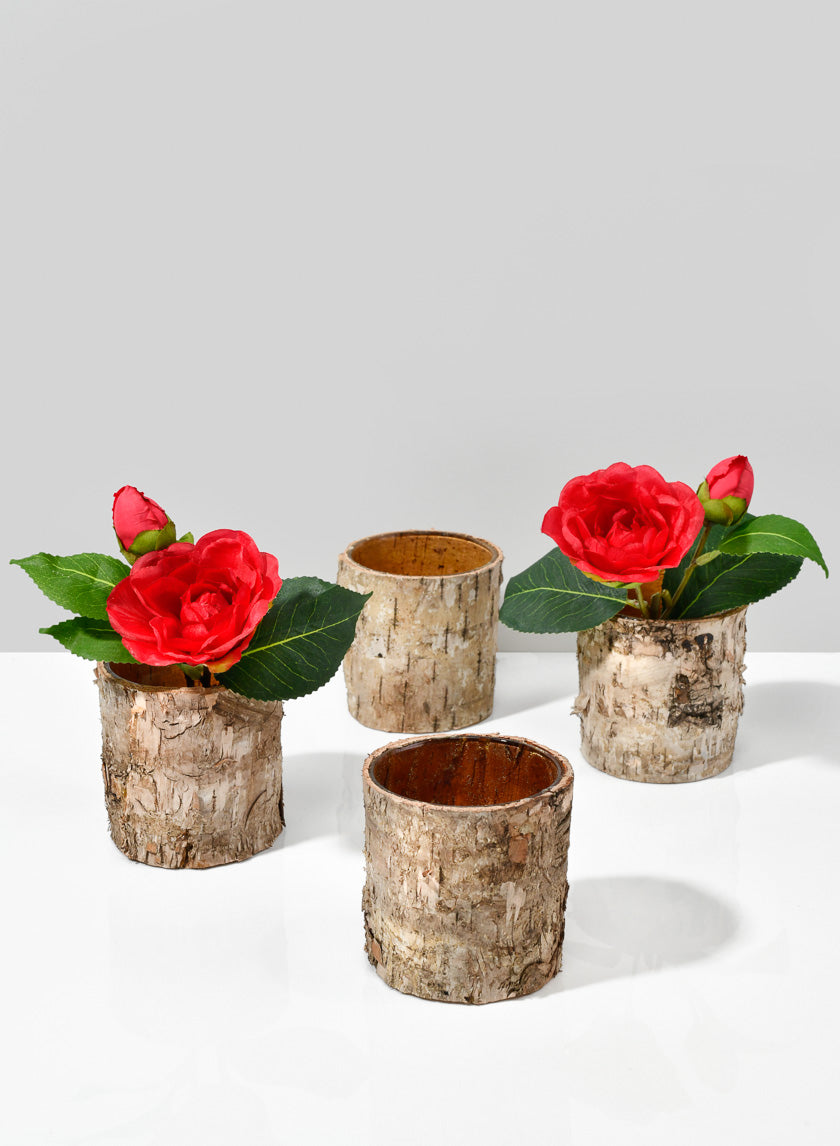 3in Tall Birch Bark Glass Vase Decor Jamaligarden