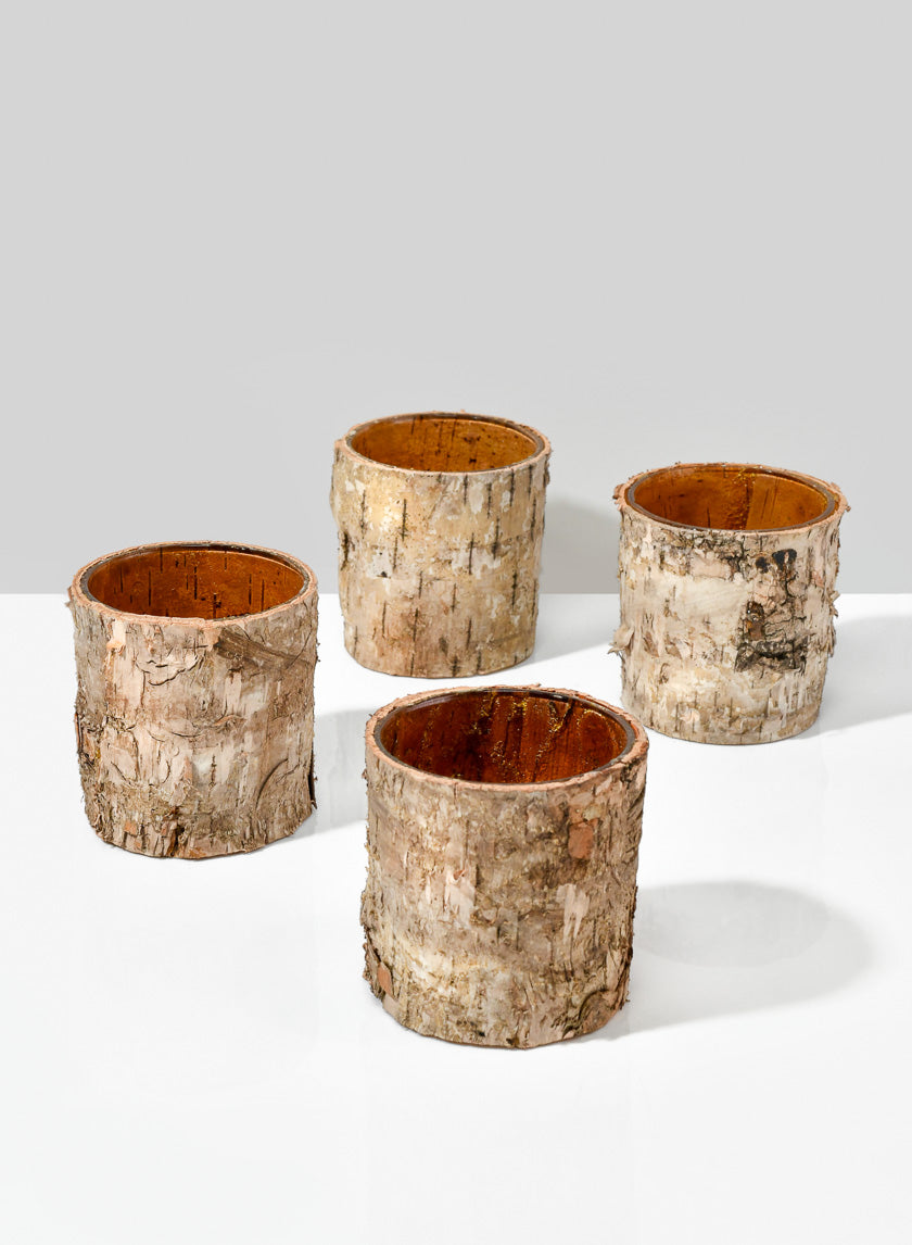 3in Tall Birch Bark Glass Vase Decor Jamaligarden