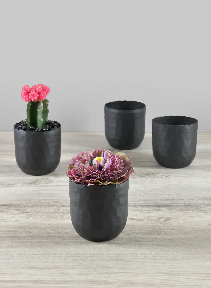 3.25in Tall Chacin Aluminum Black Mini Pots Decor Jamaligarden