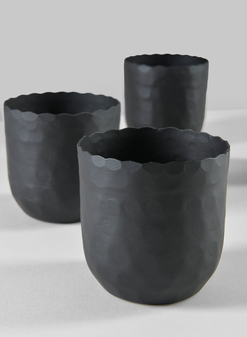3.25in Tall Chacin Aluminum Black Mini Pots Decor Jamaligarden