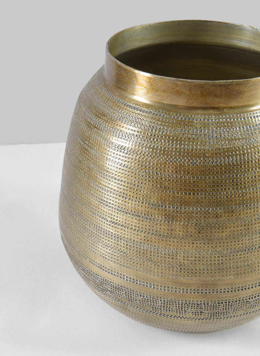 8in Tall Bactria Antique Gold Collar Planter Decor Jamaligarden