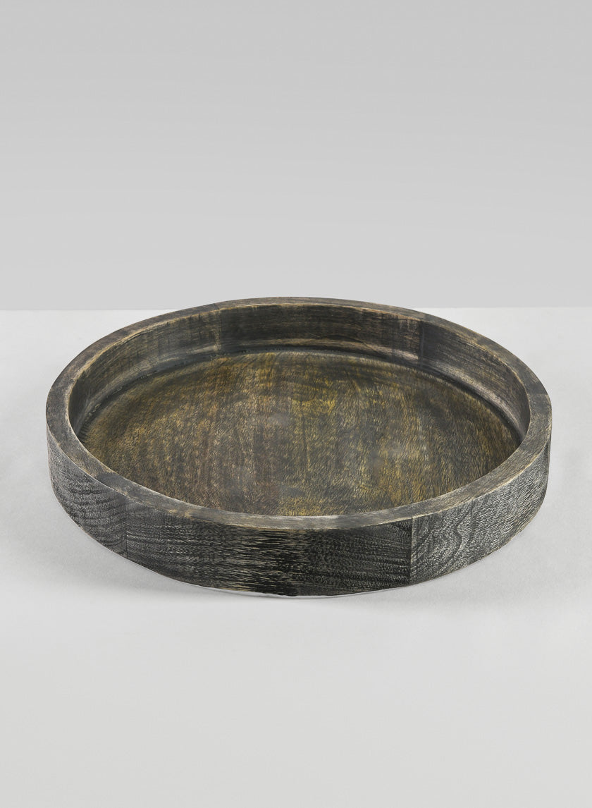 14in Wide Belgham Brushed Black Round Tray Decor Jamaligarden