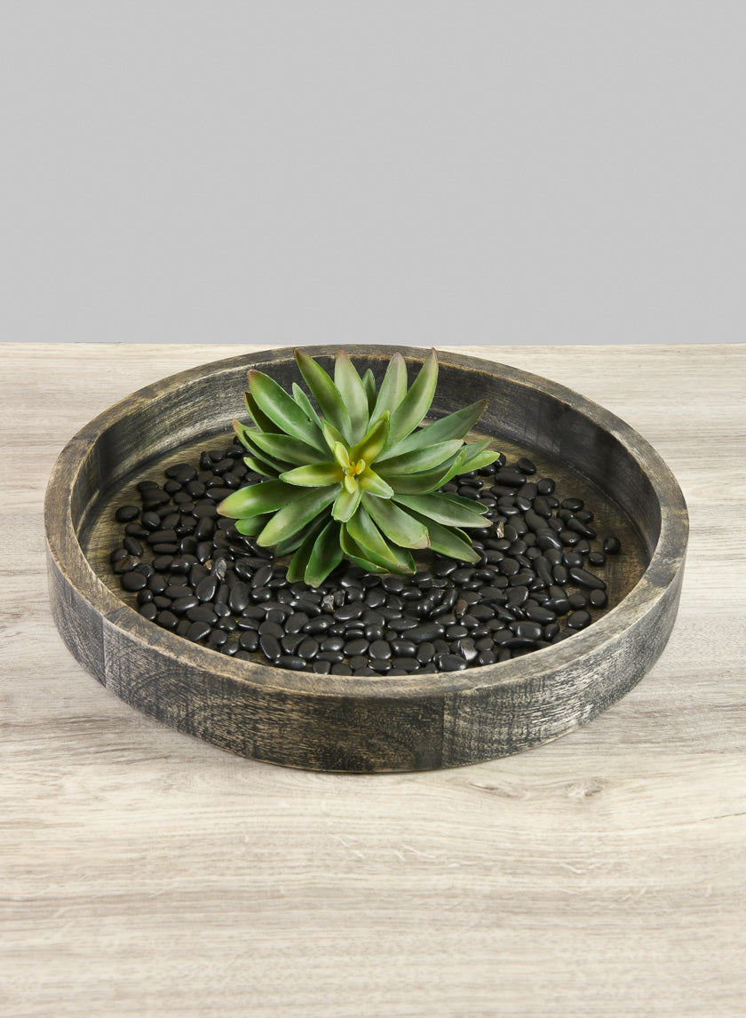 14in Wide Belgham Brushed Black Round Tray Decor Jamaligarden
