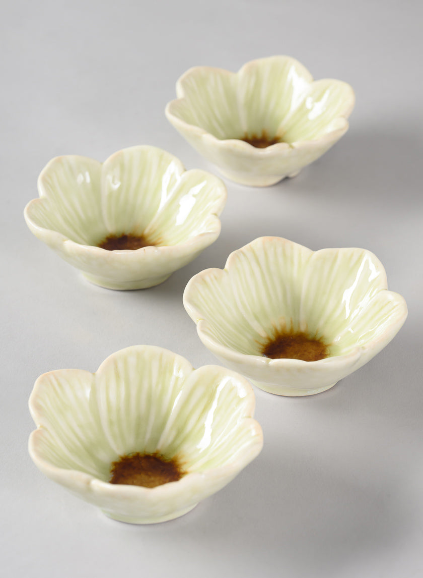 3.75in Wide Chantille Mini Flower Ceramic Bowl, Set of 4 Decor Jamaligarden