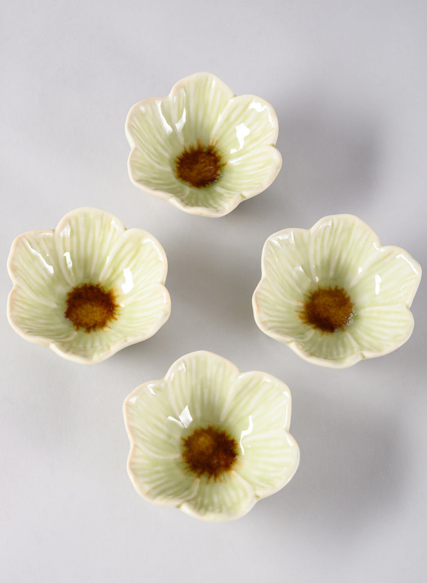 3.75in Wide Chantille Mini Flower Ceramic Bowl, Set of 4 Decor Jamaligarden