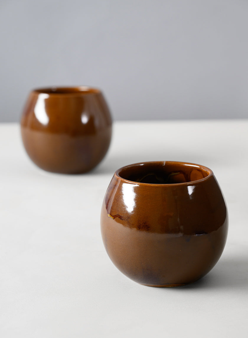 3.25in Tall Guan Oxblood Mini Ceramic Pots, Set of 2 Decor Jamaligarden