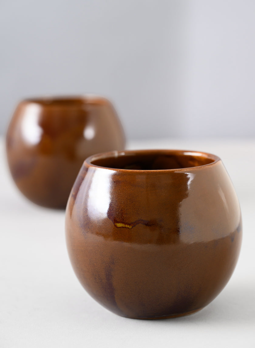 3.25in Tall Guan Oxblood Mini Ceramic Pots, Set of 2 Decor Jamaligarden