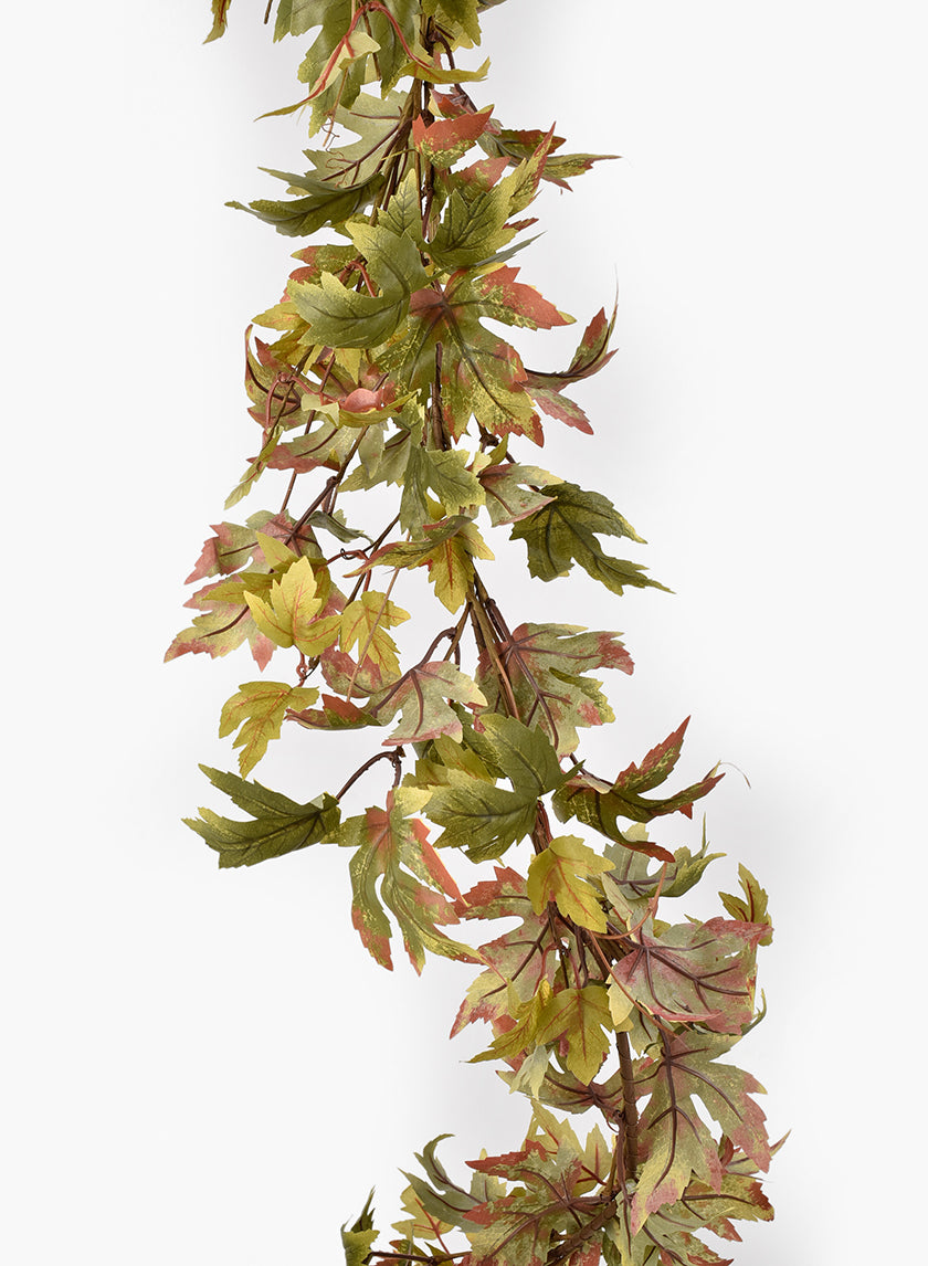 57in Long Green &amp; Rust Maple Leaf Garland Decor Jamaligarden