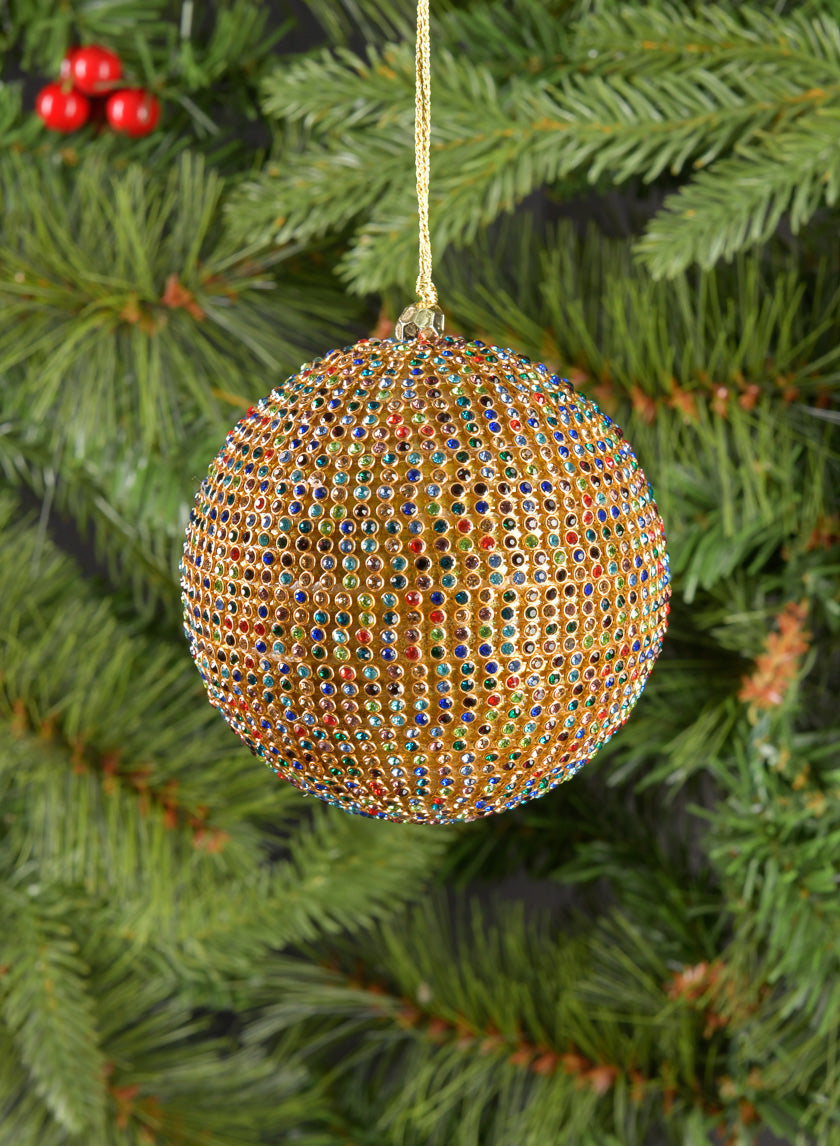 3.5in Round Antique Multicolor Crystal Bead Ornament Decor Jamaligarden