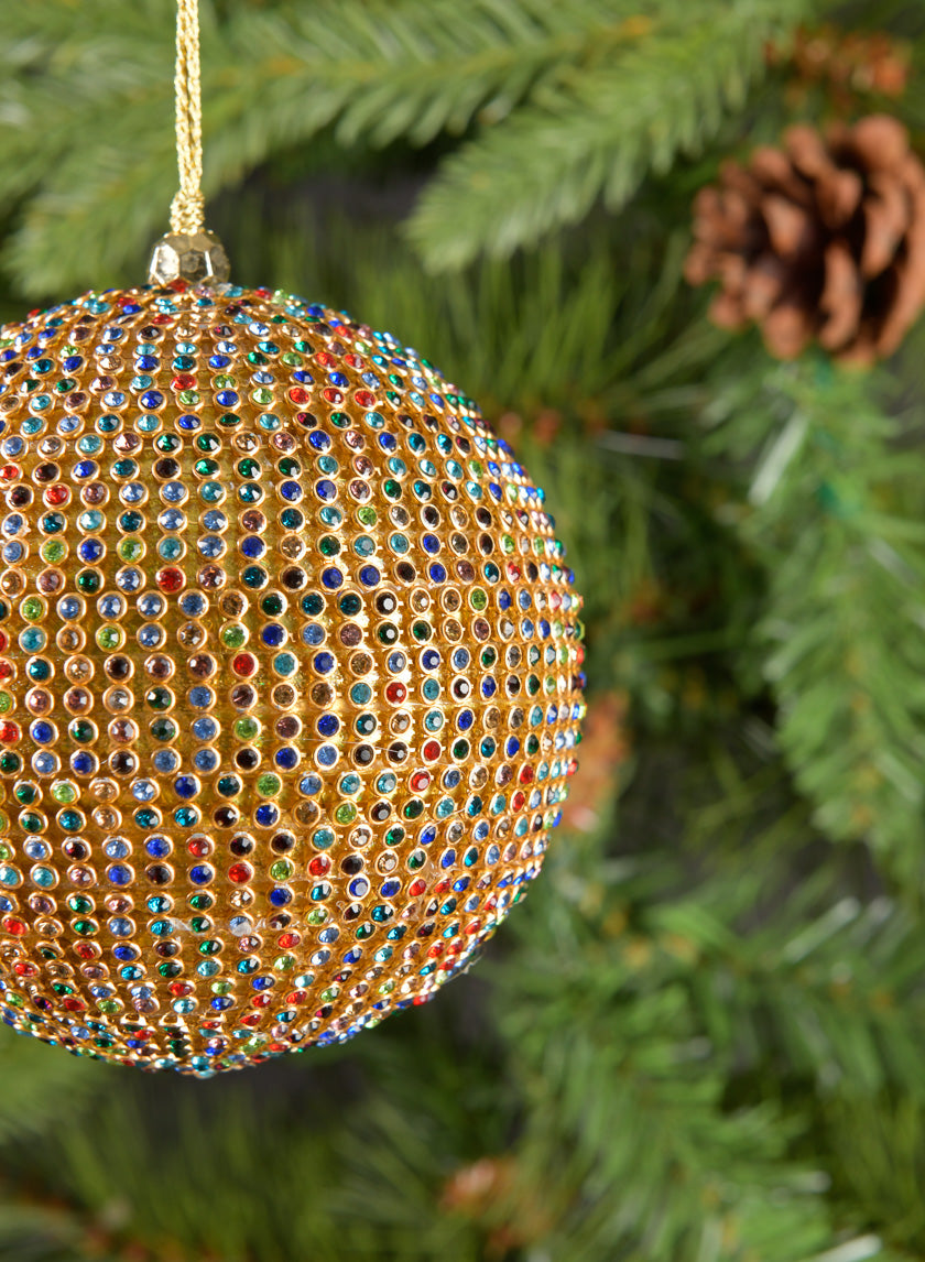 3.5in Round Antique Multicolor Crystal Bead Ornament Decor Jamaligarden