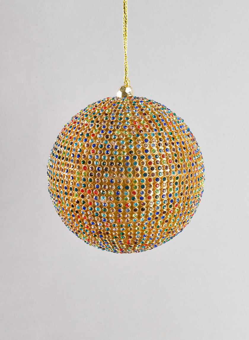 3.5in Round Antique Multicolor Crystal Bead Ornament Decor Jamaligarden