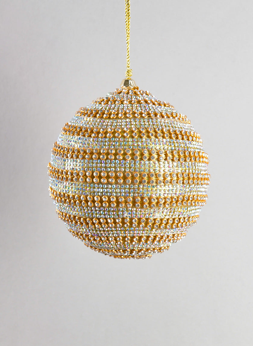 3.5in Round Dual Tone Crystal Bead Ornament Decor Jamaligarden